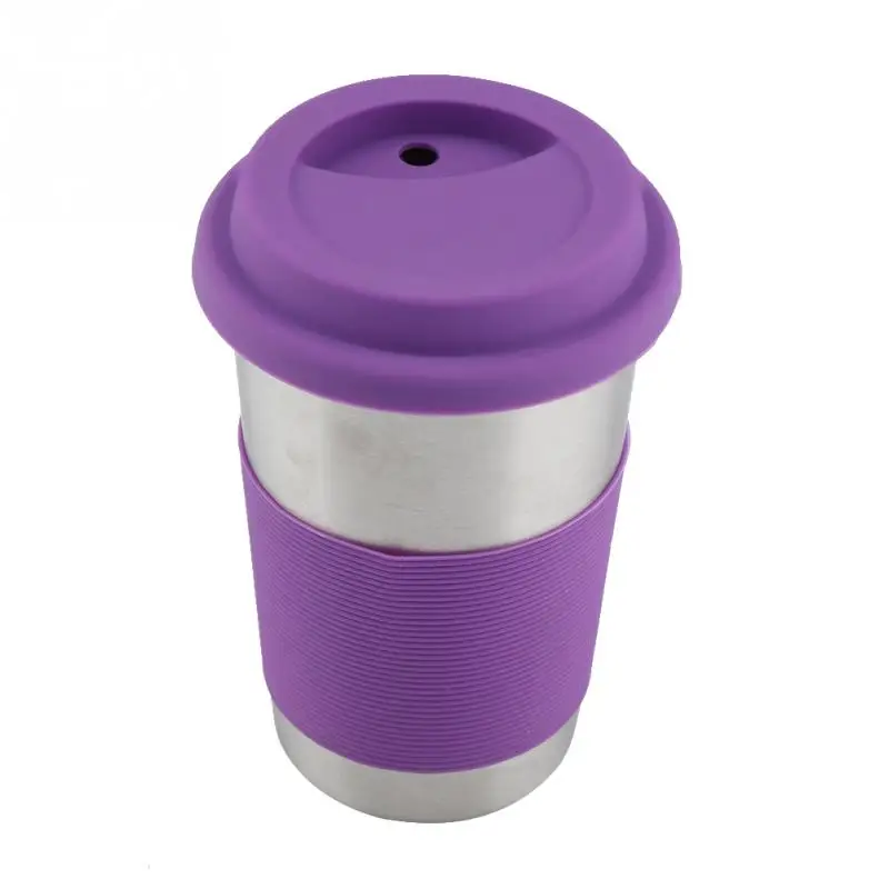 500ml Stainless Steel Cup Drinking with Silicone Cover Lid Heat