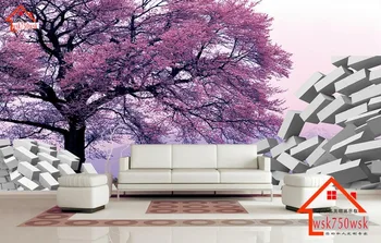 

Custom 3d mural Landscape Brick wall mood tree 3d stereoscopic wallpaper for bedroom walls nonwoven wallpaper 3d stereoscopic