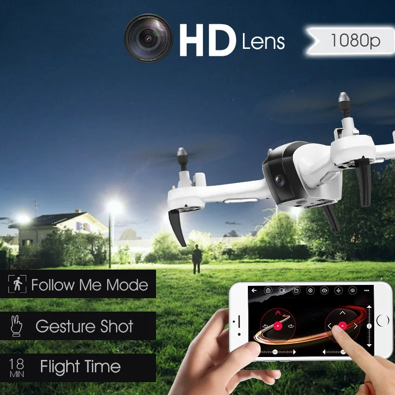 

1080P 5MP WIFI FPV Altitude Hode Geature Selfie Intelligent Follow Me RC Drone Quadrocopter Remote Control Drone with Camera