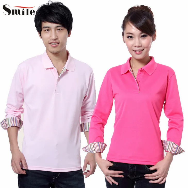 Good Quality Women and Men Polo Shirt Slim Fit Long Sleeve Solid Cotton Polo Shirts Casual Plus