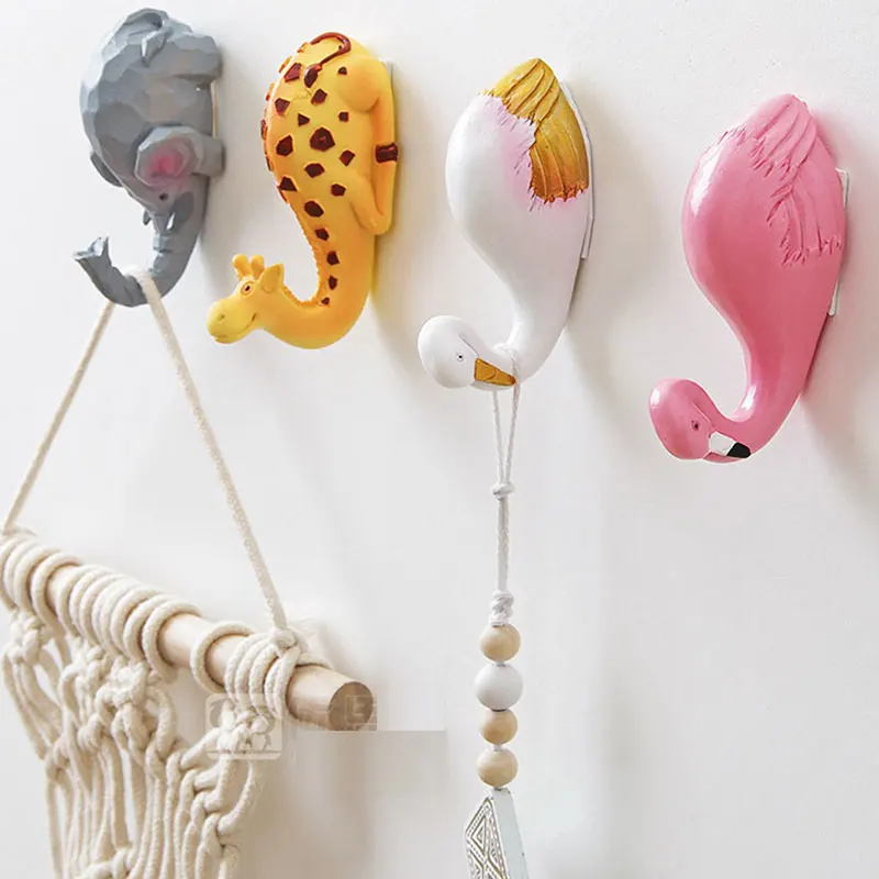 

Creative Animal Shape Resin Wall Hook Paste Kitchen Bathroom Fun Animal Decoration Coat Hook