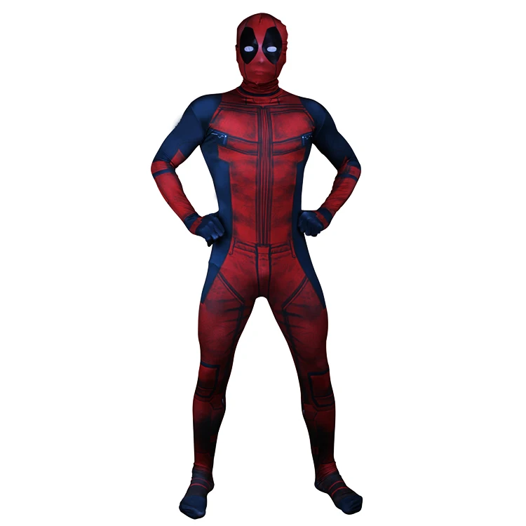 Deadpool Costumes Adult Man Spandex Lycra Zentai Bodysuit Halloween Cosplay Suit Belt Headwear Mask Sword holster