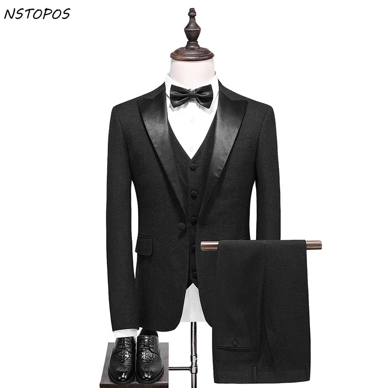 Black Tuxedo Suit Classic Mens Suit Plus Size 4XL 5xl Business Formal Men Suits For Wedding With
