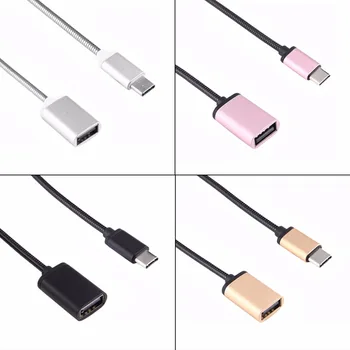 

tablet-OOTDTY Metal USB 3.1 Type C Male To Female OTG Data Sync Adapter Cable For Apple TV4 Matebook LG G6 G5-sata to usb