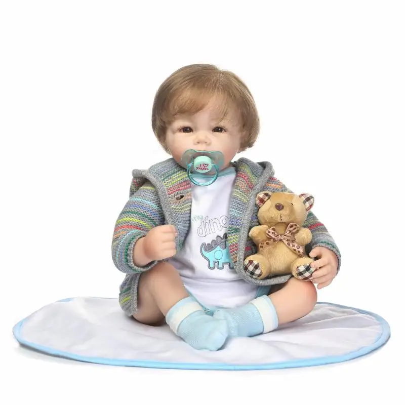 

NPKCOLECTION 20in50cm new cloth body lifelike toddler baby with short rooted hair and lovely clothes silicone reborn baby doll