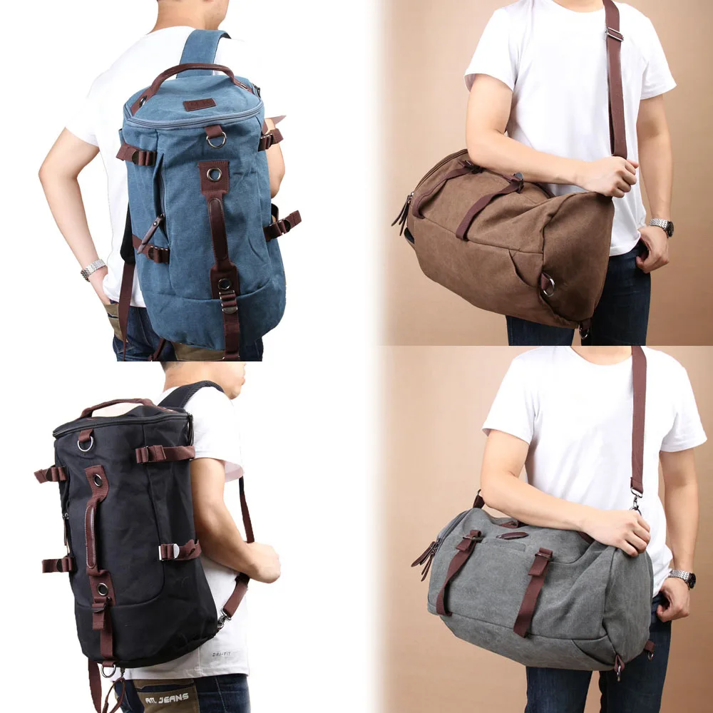 Hiking Vintage Men Shoulder Bag Travel Laptop Camping Backpacks Canvas Rucksack 
