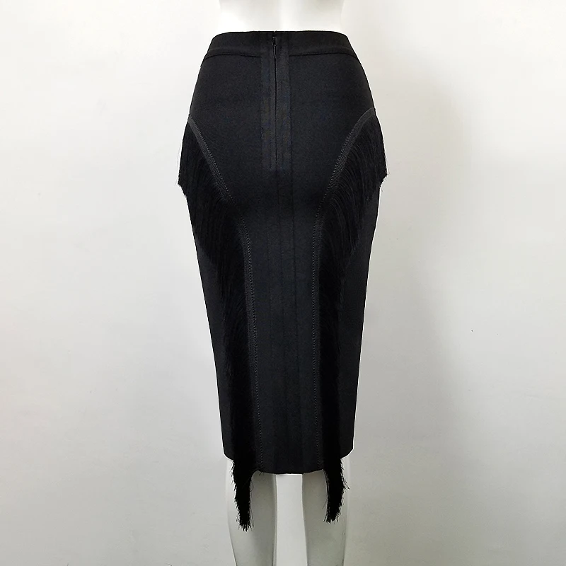 Женская модная сексуальная черная бандажная юбка с кисточками дизайнерская юбка-карандаш Faldas