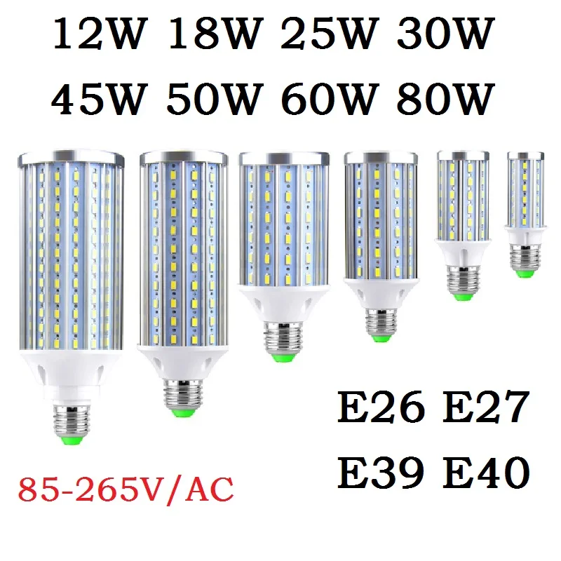 12 Вт 18 25 30 45 50 60 80 светодио дный лампа 5730SMD E27 E26 E39 E40 лампы 220V 110V энергосбережения