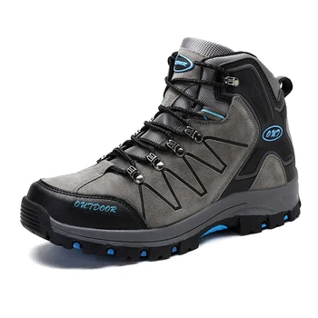 

New Men Big Size Hiking Shoes Waterproof Leather Fishing Shoe Popular Outdoor Men High Top Lace Up Sports Shoes