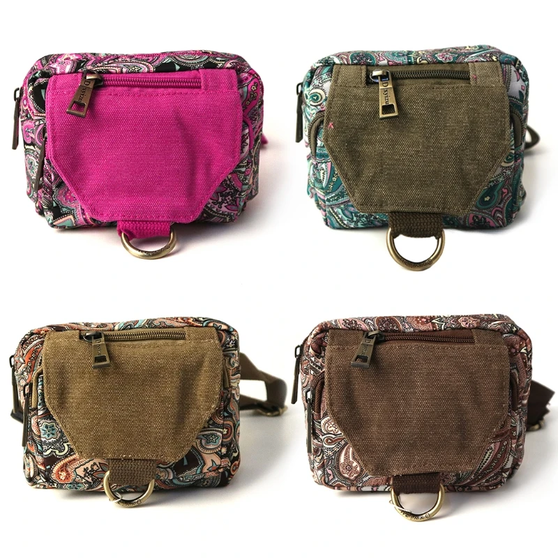 

Black Butterfly small canvas bag waist bag purse pack for Women Sports Travel Running (L PLUS)