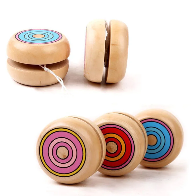 Yoyo juguetes clásicos de madera para niños, YO YO de 4,5 cm, pelota de