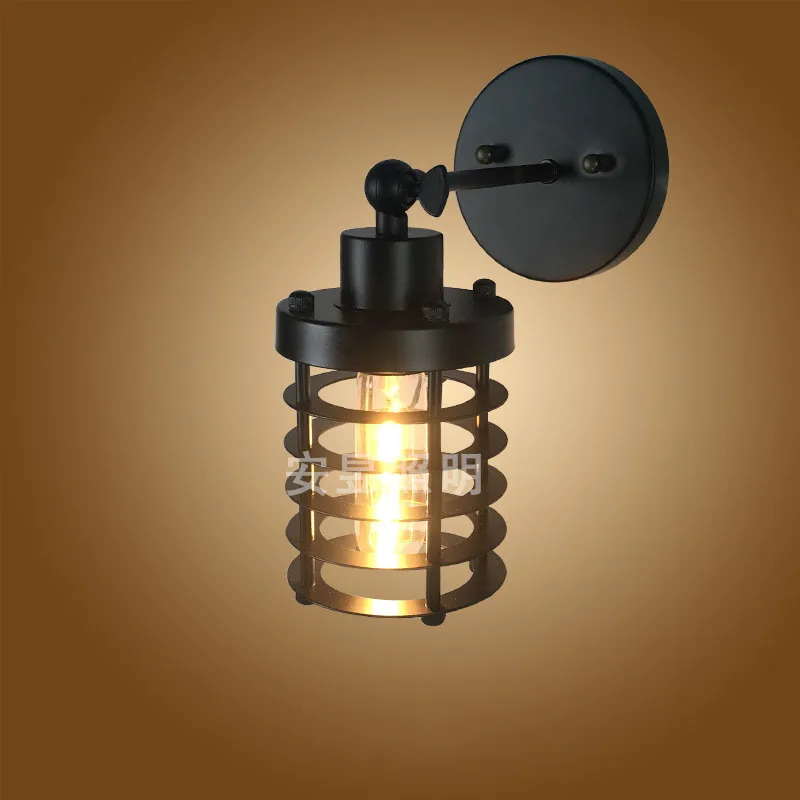 Wall lamp lighting Loft American country industry wind and iron art antique small iron cage bar bed aisle lamps free shipping Wall lamp lighting Loft American country industry wind and iron art antique small iron cage bar bed aisle lamps free shipping