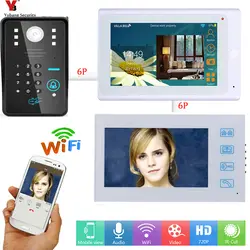 YobangSecurity видеодомофон 2x7 дюймовый монитор Пароль RFID Wi-Fi Беспроводной видео Звонок дверь домофон Системы приложение Управление