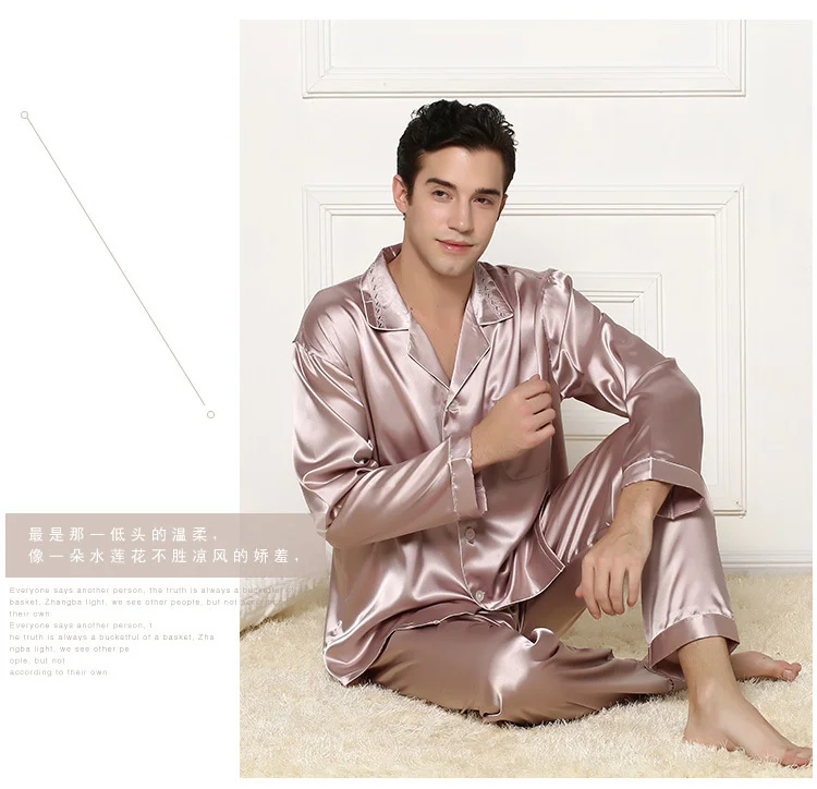2019 Весна для мужчин's пятностойкий шёлк пижамный комплект Домашняя одежда шелковые пижамы мужчин пикантные современные стиль мягкий уютный