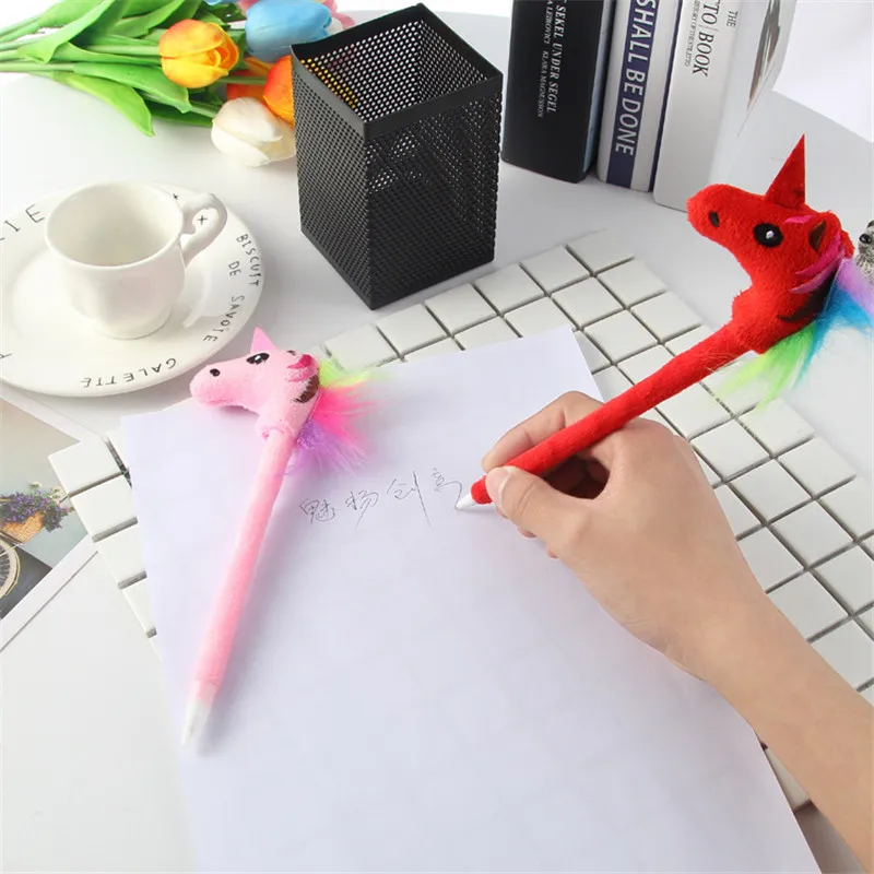 Funny Unicorn Plush Ballpoint Pen School Supply Cute Stuffed Animals Plush Soft Gel Pen Toys For Children Kids Stationer 141