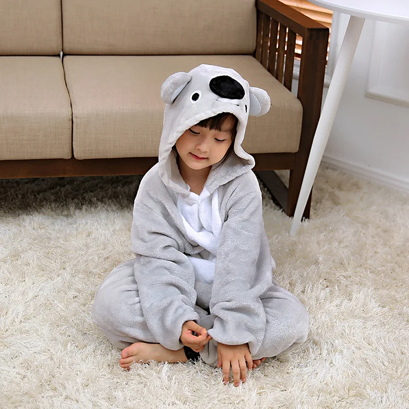 Child Girls Koala Cat Wolf Bird Hooded Costume One piece Pajama Kid Baby Boys Winter Sleepwear Christmas Halloween Party dress