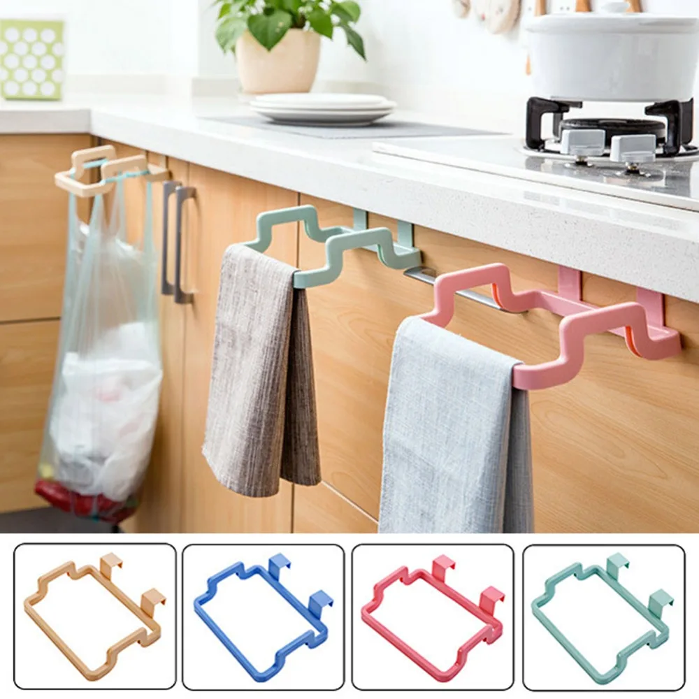 

1pc Hanging Trash Kitchen Rubbish Bag Holder Plastic Removable Garbage Rack Cupboard Cabinet Storage Organizer Rag Hanger