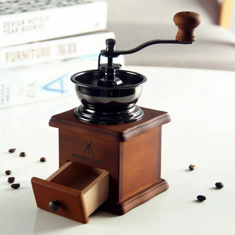 

Hand Grinder Grinder Coffee Bean Grinder Miller Family Small Retro Style Raw Wood Send Coffee Filter Cup Brewing Cup