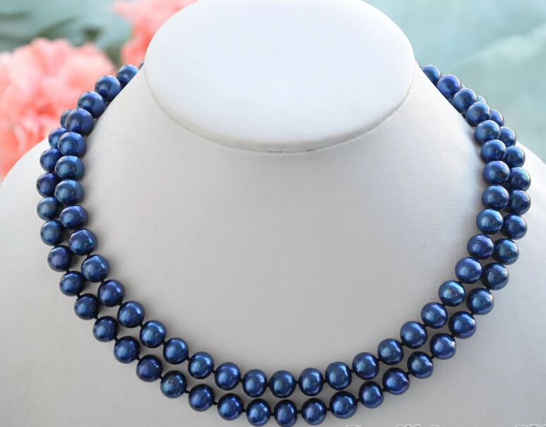 

Hot sell Noble- Free shipping@@@@@ ABEAUTIFUL 10MM ROUND jewelry blue FRESHWATER PEARL NECKLACE 32inch Z5744 a