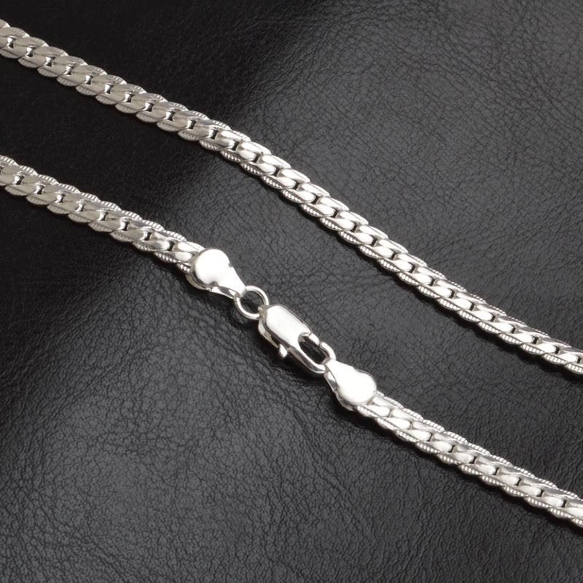 20inch Stainless Steel Flat Necklace Chain Men Silver Plated Choker Necklaces Men DIY Jewelry Accessories Shellhard