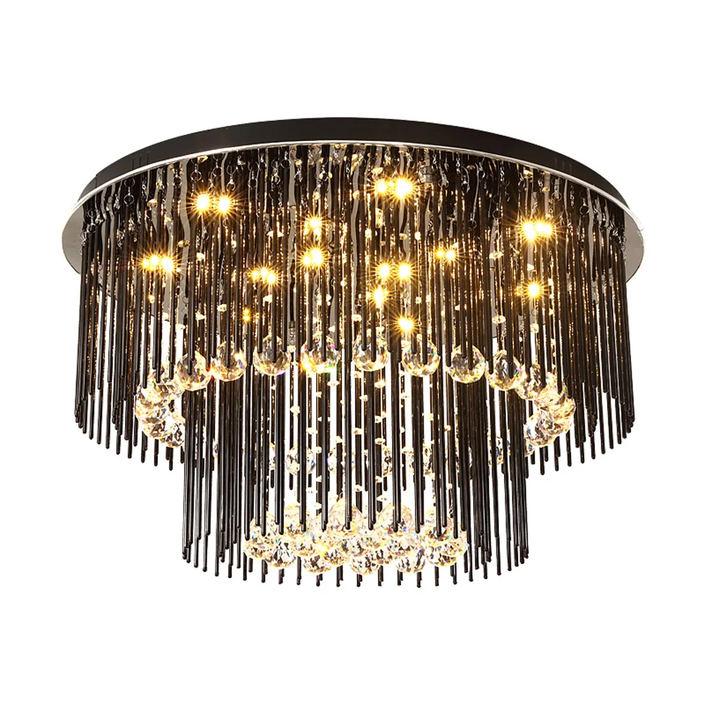 Us 361 2 16 Off Modern 2 Layers Crystal Ceiling Lights Round Crystal Lighting Ac110v 220v Lustre Led Living Room Bedroom Lamp In Ceiling Lights From