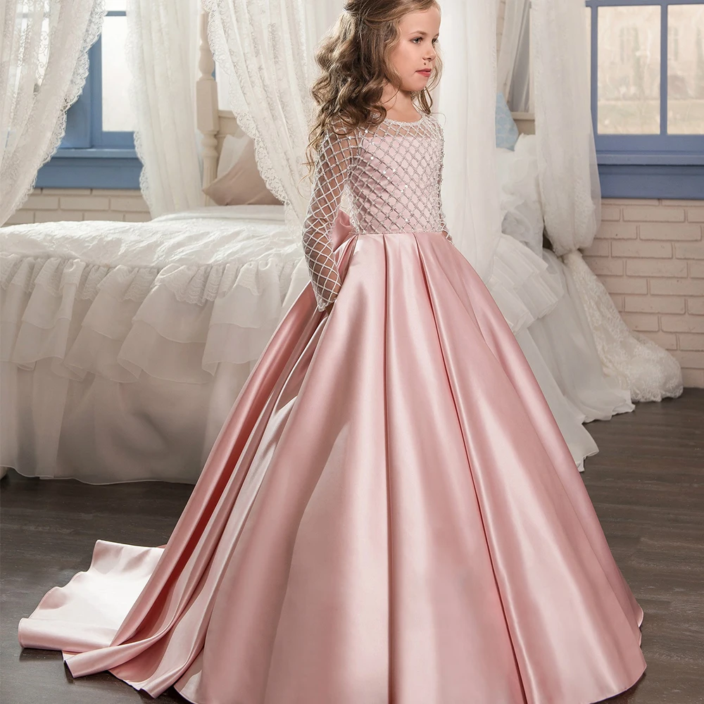 Новые Платья с цветочным узором для девочек на свадьбу; детское платье для торжеств; платья для первого причастия для маленьких детей; вечерние платья для выпускного вечера;