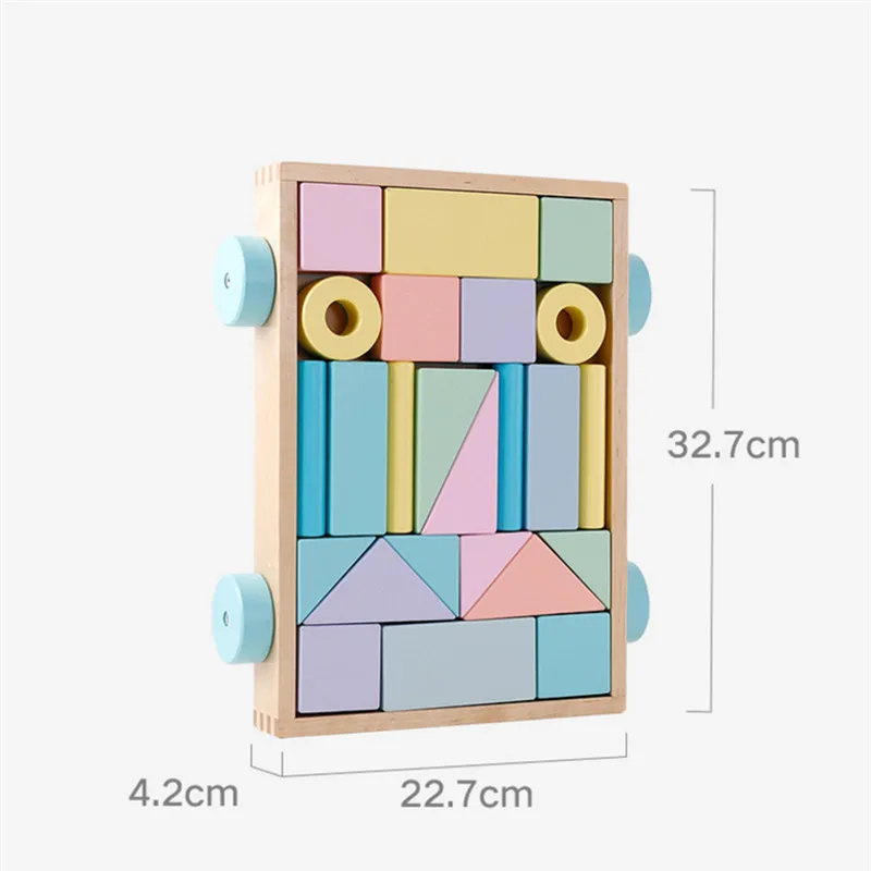 Деревянный Младенческая Раннее Образование Macarons Цвет трейлер строительные блоки детских развивающих обучающая игрушка каталка из блоков