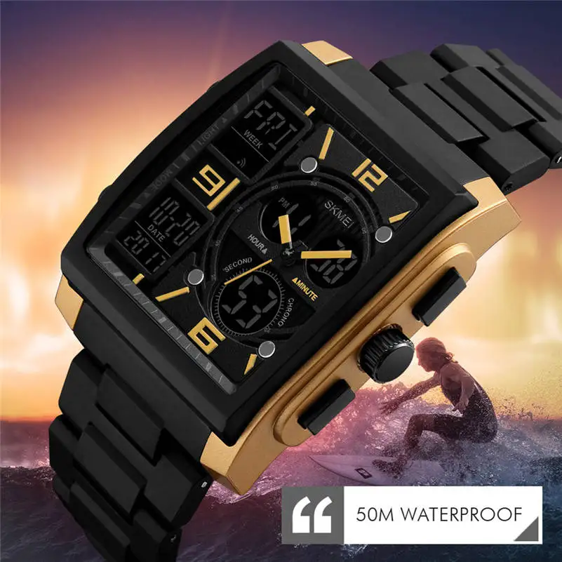 

2019 New Mens Watches Men Military Rubber Tactical LED Digital Watch Sports Waterproof Analog Quartz Watch Relogio Masculino CC5