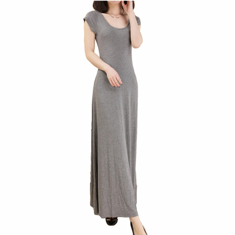 

2017 New Spring and Summer Style Modal Cotton solid Short Long Dress Casual Cute Hollow Out OL Bohemian O-Neck Dress SU0024