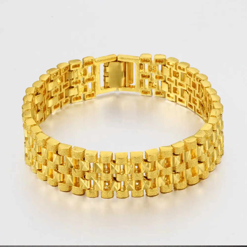 Wrist Chain Mens Bracelet Yellow Gold Filled Thick Chain Bracelet Link
