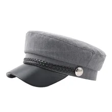 Женская Мужская Кнопка темно-синяя кепка кожаная Студенческая Кепка уличная берет Кепка в военном армейском стиле шапки-береты Мужская Женская армейская Кепка шапка уличный берет# TW