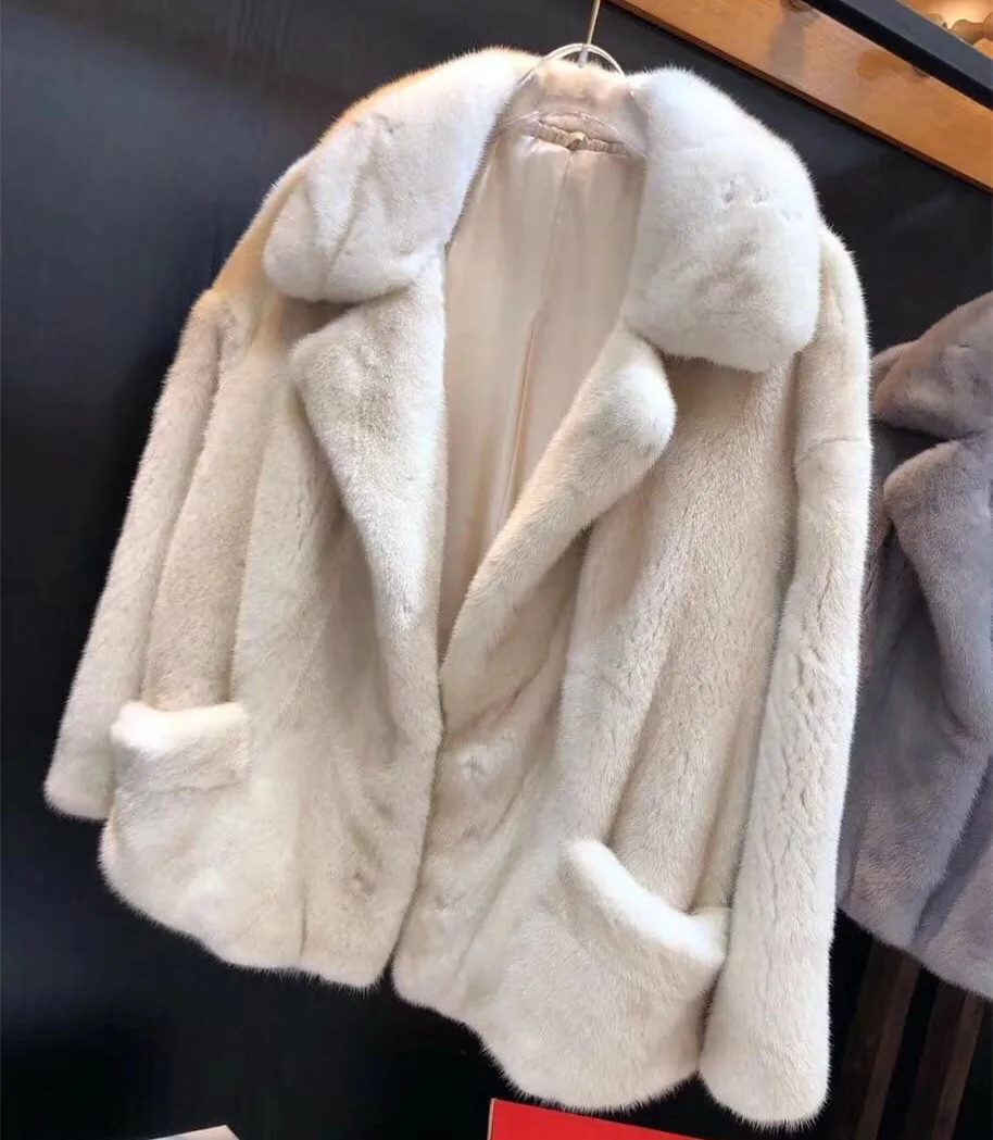 Winter Clothes Women Natural Real Mink Fur Coat Motorcycle Jacket Thick Warm Ladies Real Fur Coat