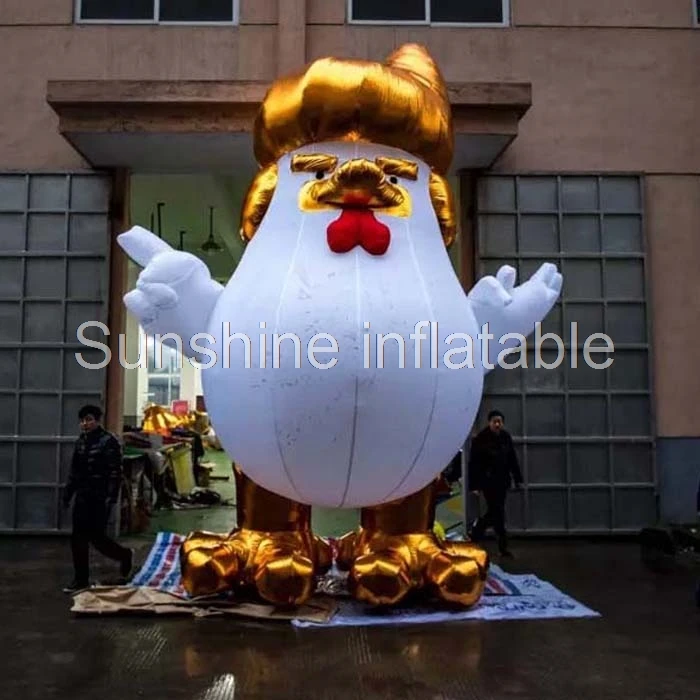 

Customized gold white giant inflatable trump chicken model inflatable rooster for advertising