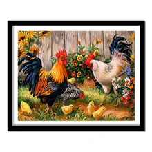 Diy алмаз, живопись, декоративные картины цыплят в саду Алмазная вышивка полный квадратный дрель Петух Курица