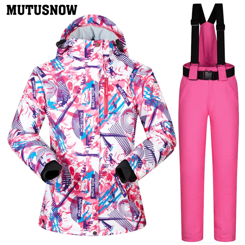 بدلة تزلج المرأة مجموعة يندبروف ماء الدفء الملابس سترة بناطيل تزلج الثلوج الملابس الشتوية التزلج على الجليد الدعاوى الماركات