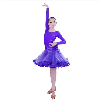 

New style girls latin dance costumes senior spandex long sleeves latin dance dress for girls latin dance dresses S-4XL