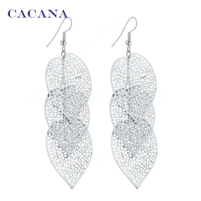 CACANA Dangle Long Earrings For Women Peach Heart Leaves Fashion Bijouterie Hot Sale No.A303 A304