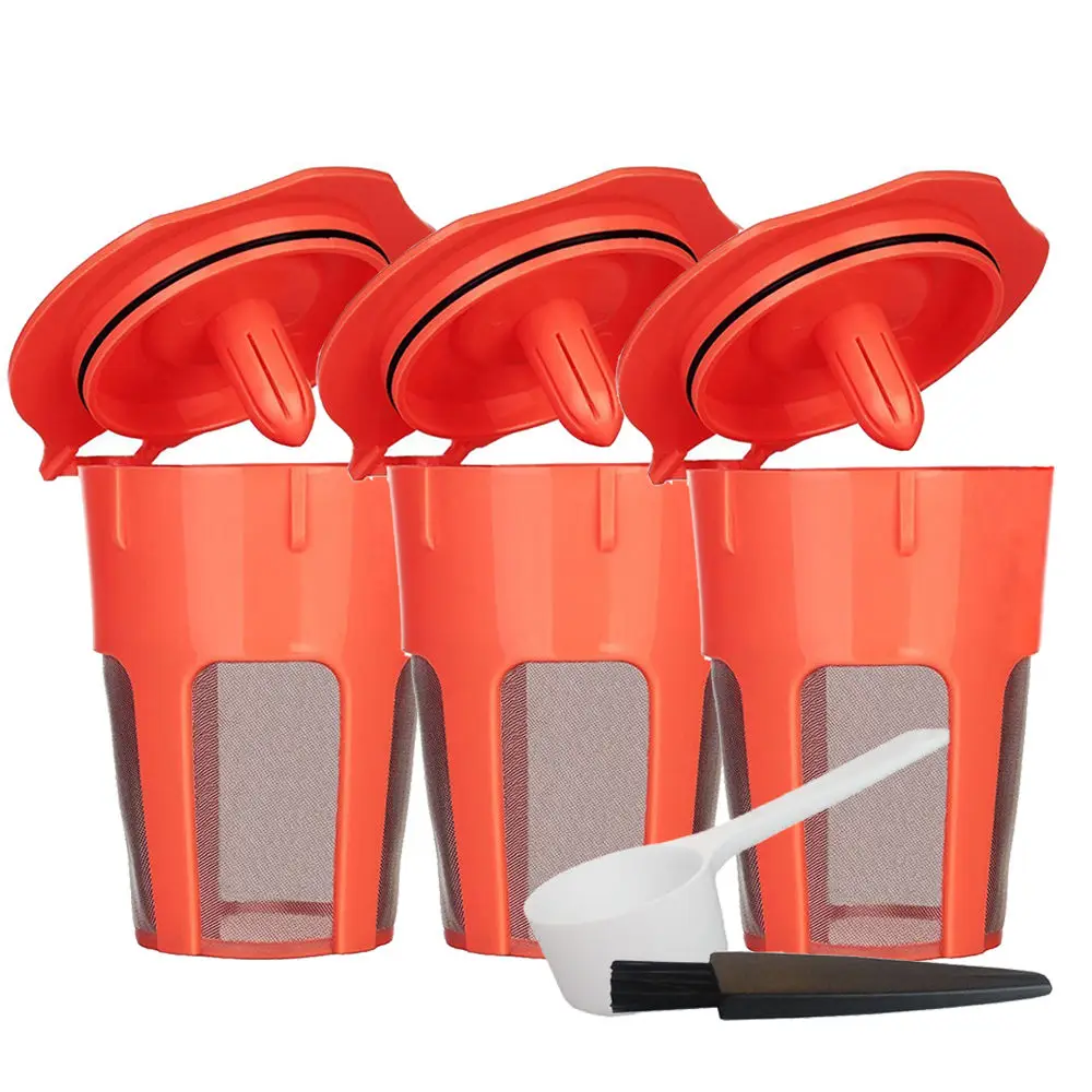

3pcs/pack Keurig K-Cups Refillable Coffee Stainless Mesh Single Cup Reusable Filter For Coffee Machine Capsule K-Carafe Coffee