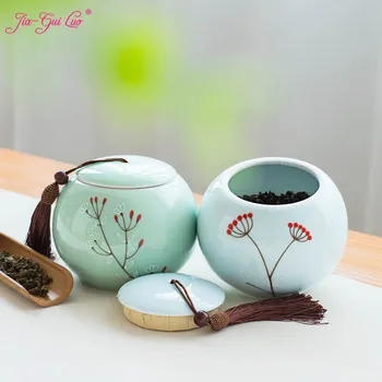 

JIA-GUI LUO Ceramic tea box Dried fruit storage cans Sealed bottle Tea Accessories Pu'er tea storage box ceramic jar D121