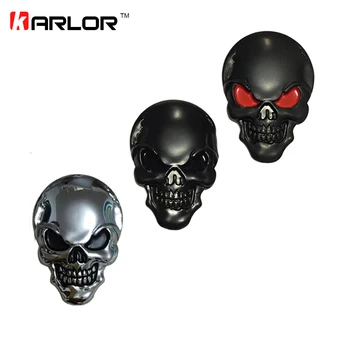 

Karlor 8x5.5cm Large 3D 3M Skull Metal Skeleton Crossbones Car Motorcycle Sticker Emblem Badge car styling stickers accessories