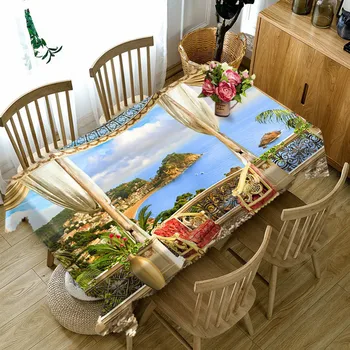 

Navy Blue tablecloth Cofffee Dining Waterproof 3D rectangular tablecloth party round table cloth customized size Cushion cover