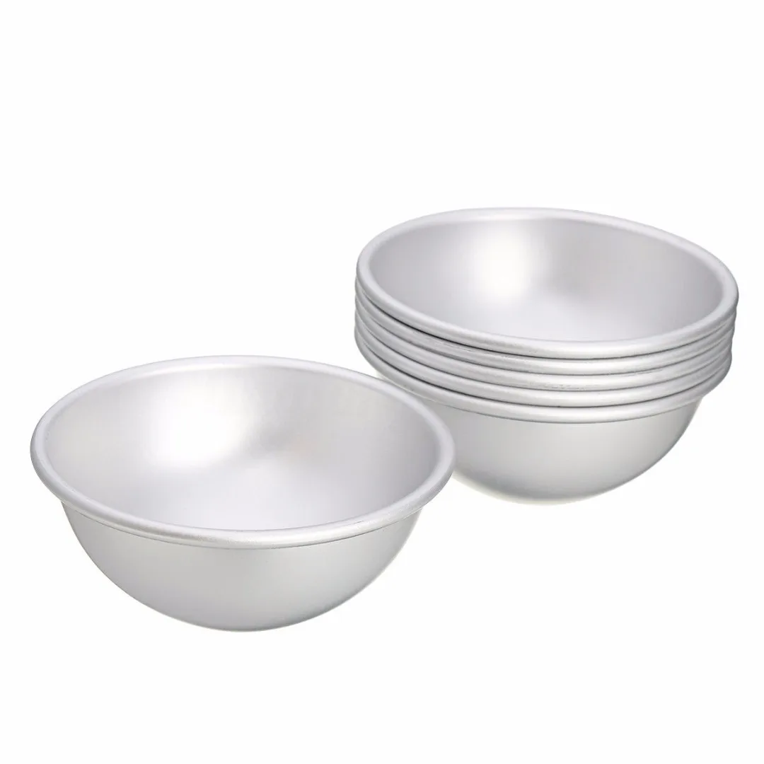 JX-LCLYL 6pcs 3 Sets New 65mm Aluminum Silver Round DIY Bath Bomb Molds For Fizzy Sphere