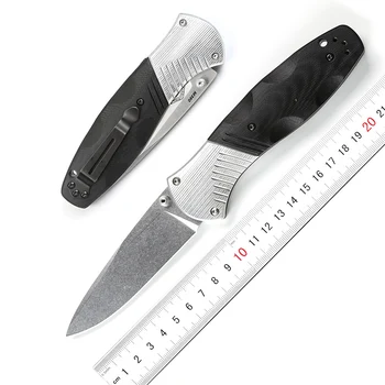 

DICORIA 581 G10 handle folding knife D2 Steel blade Copper washer camping hunting Pocket clip outdoor Survival knives EDC Tools