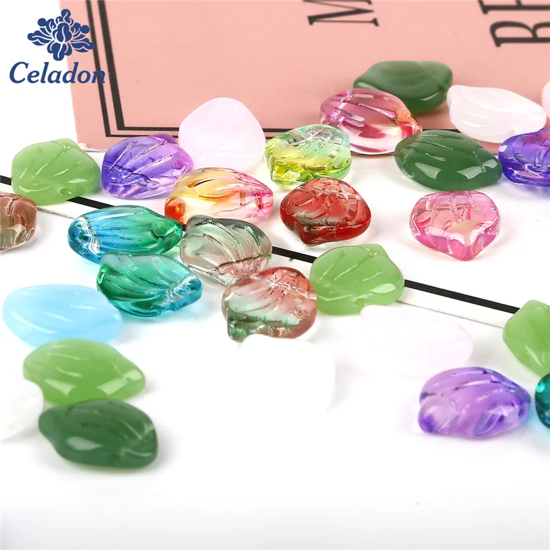 

Wholesale 12x15mm Hole 2mm Gradient 10 style Shell Beads Czech Two Colors Glass Beads Craft DIY Jewelry Making Accessories 5pcs