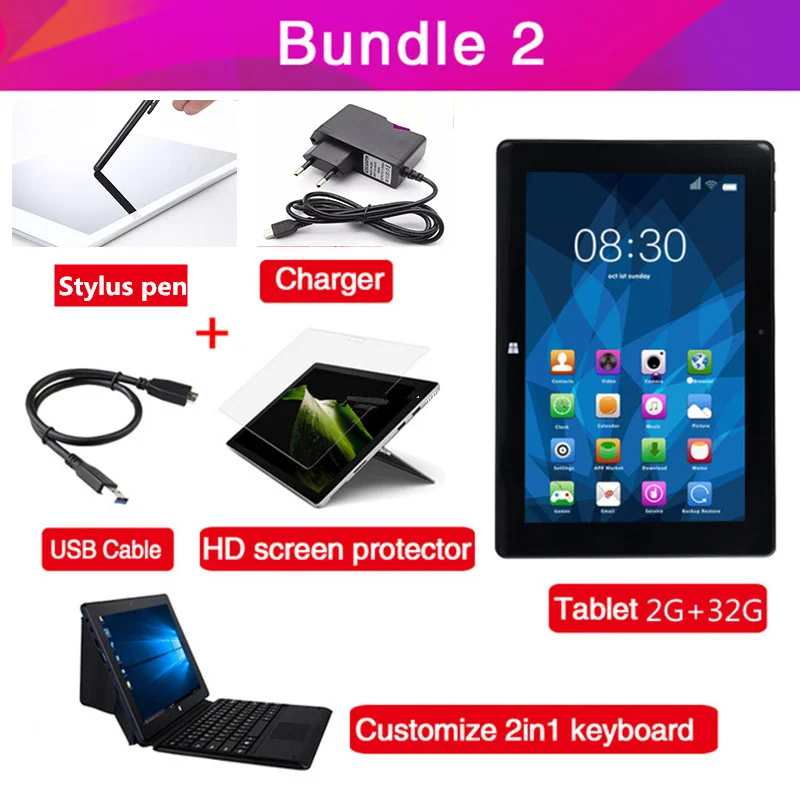 AIBOULLY Windows планшеты 10,1 дюймов двойной Win10 и Android 5,1 планшетный ПК Cherry Trail Z8350 4G ram rom 64G USB 3,0 HDMI 9,7'' - Bundle: tablet with keyboard