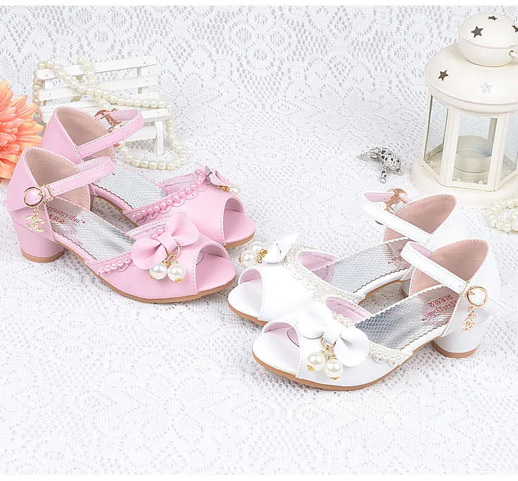 Мода дети принцесса девушка сандалии с бантом дети свадьба Высокие каблуки малыш девочки танцевальная обувь Вечерние обувь для девочек сандалии