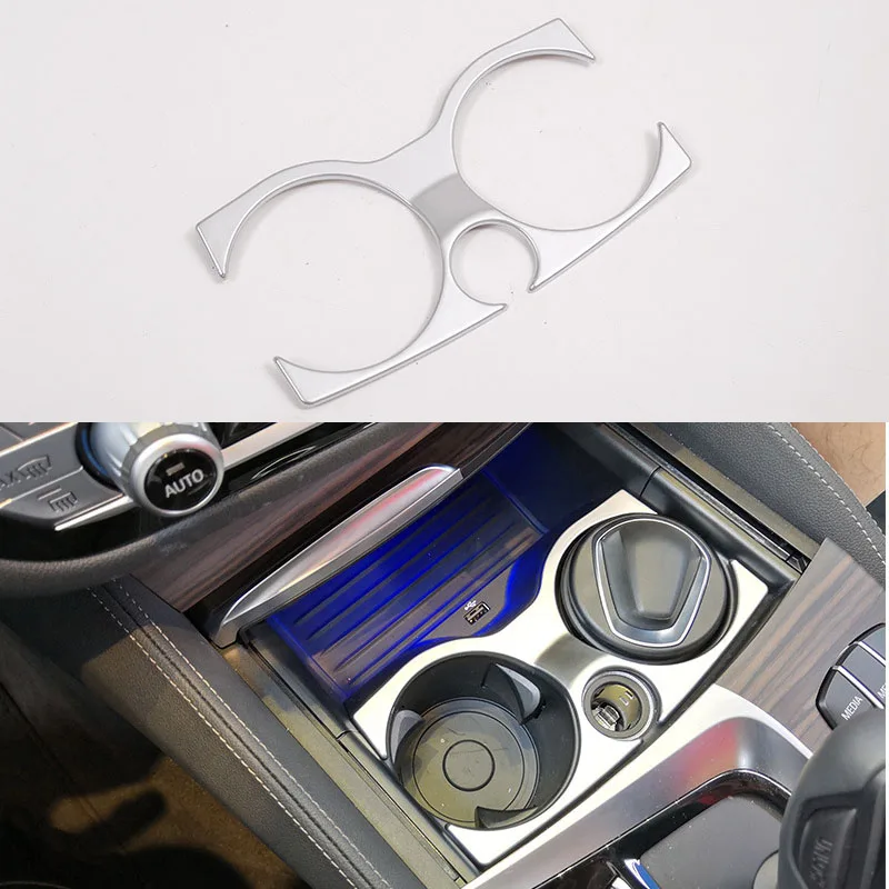 Car Interior Center Control water cup holder decorative cover trim sequins for BMW 5 Series G30 2017-2018