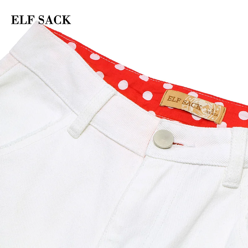 ELFSACK новинка женские джинсы с дырками повседневные хлопковые штаны прямые