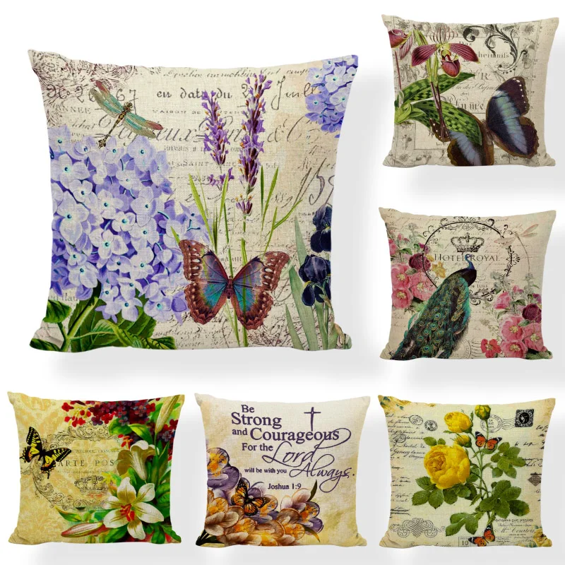 Dragonfly Flower Cushion Cover Pillow Case Home Sofa Throw Pillow Cover HOT