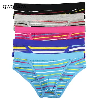 

5PCS Sexy Briefs Underwear Men Sexy Cotton Briefs Striped Underpants Cuecas Panties Breathable U Convex Design Underwear Briefs